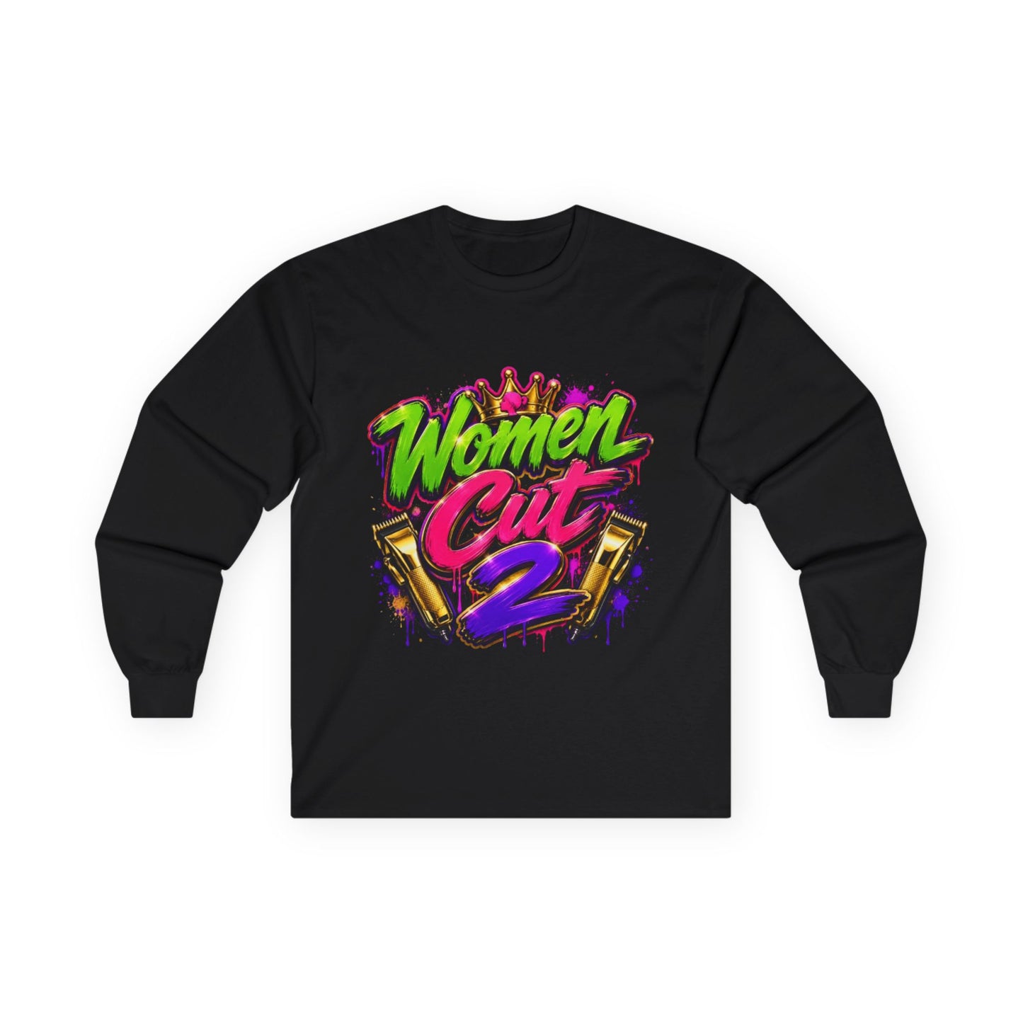 Luxury Women cut too long sleeve T shirt (black)