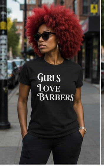 Girls Love barbers cotton T shirt black
