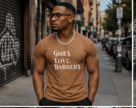 Luxury Girls Love Barbers T shirt leopard print